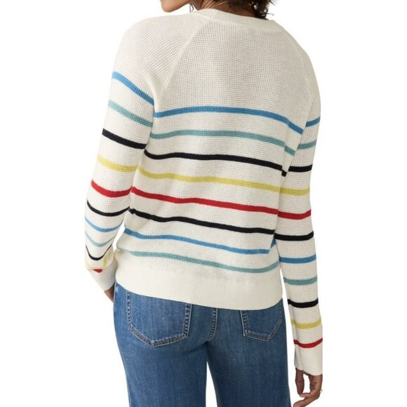 Faherty Women’s Knit Sweater Striped Cotton Cashmere Small Size Lightweight - Picture 2 of 12